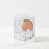 Kaffee gleicht Hygge mit einem niedlichen Rotkehlv Mattglastasse (Mittel)