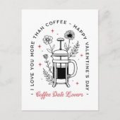 Kaffee glücklich Valentinstag lustige Retro-Blumen Postkarte (Vorderseite)