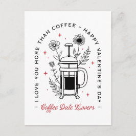 Kaffee glücklich Valentinstag lustige Retro-Blumen Postkarte