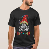 Kaffee Gnome Buffalo Kariert Matching Weihnachten T-Shirt (Vorderseite)