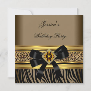 Kaffee Gold Schwarz Leopard Zebra Geburtstagsfeier Einladung