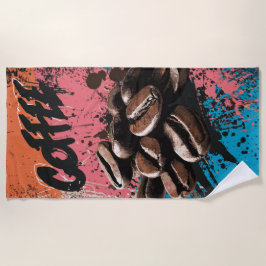 Kaffee-Graffiti-Pop-Art-Bohnen Strandtuch