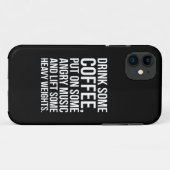 Kaffee, graue Musik, Schweres Gewicht - Funny Work Case-Mate iPhone Hülle (Rückseite (Horizontal))