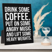 Kaffee, graue Musik, Schweres Gewicht - Funny Work Fotoplatte (Seite)