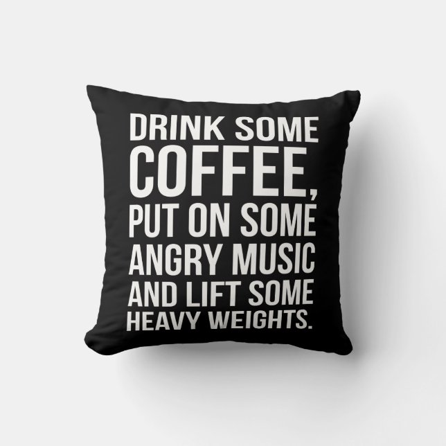 Kaffee, graue Musik, Schweres Gewicht - Funny Work Kissen (Vorderseite)