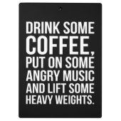 Kaffee, graue Musik, Schweres Gewicht - Funny Work Klemmbrett (Rückseite)