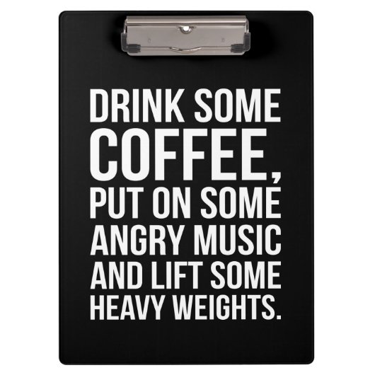 Kaffee, graue Musik, Schweres Gewicht - Funny Work Klemmbrett (Vorderseite)
