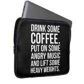 Kaffee, graue Musik, Schweres Gewicht - Funny Work Laptopschutzhülle (Vorne Rechts)