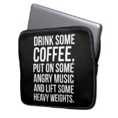 Kaffee, graue Musik, Schweres Gewicht - Funny Work Laptopschutzhülle (Vorderseite Links)