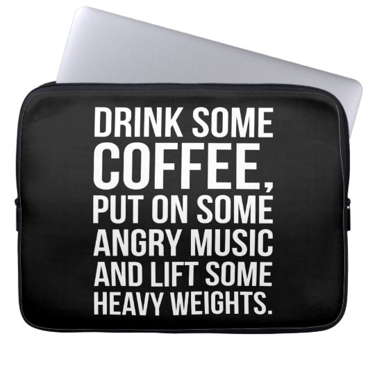 Kaffee, graue Musik, Schweres Gewicht - Funny Work Laptopschutzhülle (Vorderseite)