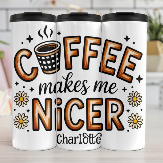 Kaffee & gute Sonden" - Whimsical Graphic Thermosbecher