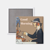 Kaffee, Guten Morgen, Text bearbeiten Magnet (Vorderseite/Rückseite)