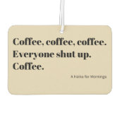 Kaffee Haiku für Morgenschwarze Typografie Autolufterfrischer (Rückseite)