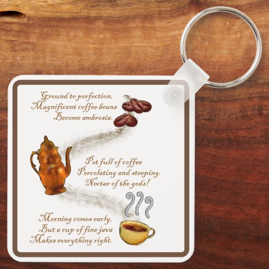 Kaffee Haiku Schlüsselanhänger (Rückseite)