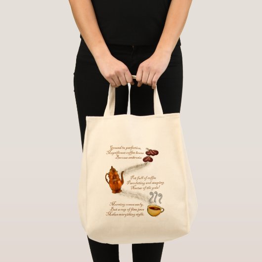 Kaffee Haiku Tragetaschen (Vorderseite (Produkt))