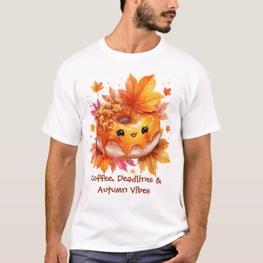 Kaffee & Herbst-Vibes Donut T-Shirt (Vorderseite)