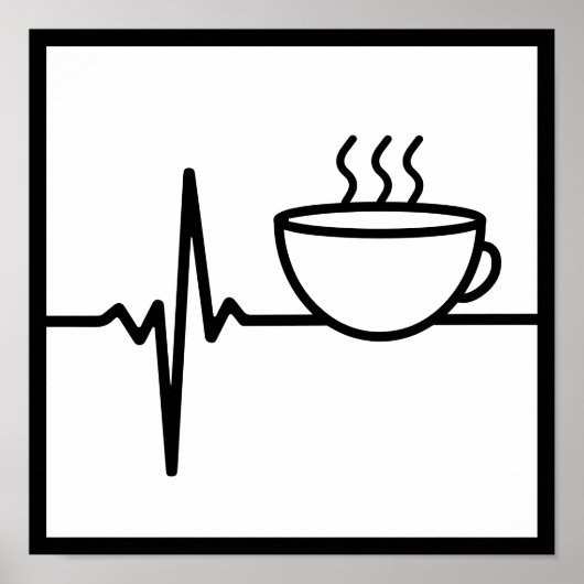 Kaffee Herz Beat Line Kunst für Kaffee Lover Poster (Vorne)