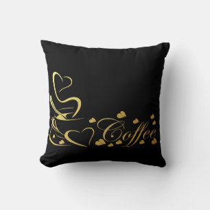 Kaffee Herz Gold Kissen