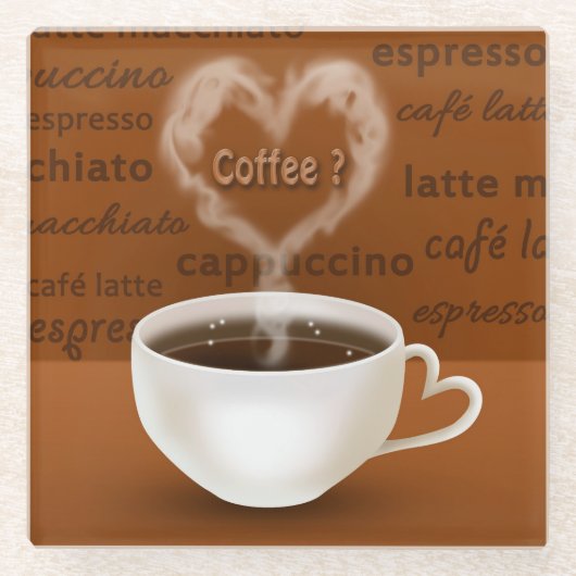 Kaffee? Herz-Shaped Smoke Glasuntersetzer (Vorderseite)