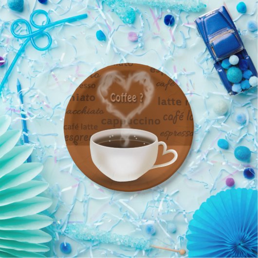 Kaffee? Herz-Shaped Smoke Pappteller (Party)