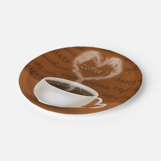 Kaffee? Herz-Shaped Smoke Pappteller (Schrägansicht)