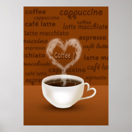 Kaffee? Herz-Shaped Smoke Poster