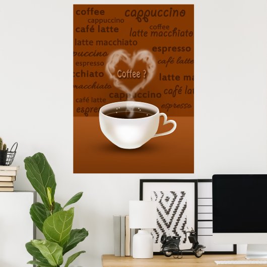 Kaffee? Herz-Shaped Smoke Poster (Heimbüro)