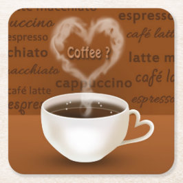 Kaffee? Herz-Shaped Smoke Rechteckiger Pappuntersetzer