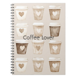 Kaffee-Herztassen mit Creme Notizblock