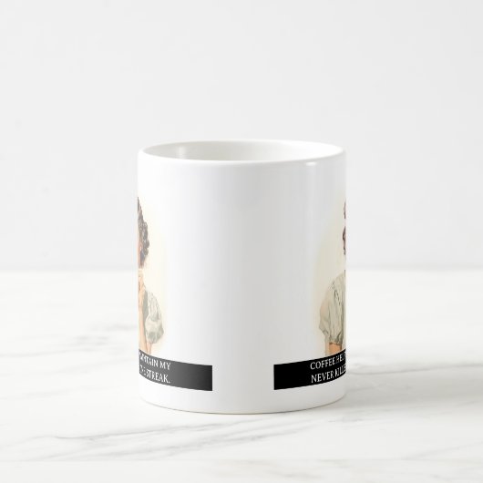 Kaffee hilft mir beim lustigen Retro-50er-Sprichwo Kaffeetasse (Mittel)