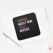 Kaffee Hockey Mama Wein wiederholen ziehen Quadratischer Aufkleber (Umschlag)
