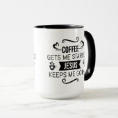 Kaffee holt mich los Jesus behalte mir Text Tasse (VorderseiteRechts)