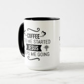 Kaffee holt mich los Jesus behalte mir Text Tasse (Vorderseite Links)