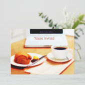 Kaffee, Hörnchen u. Computer werden Sie eingeladen Einladung (Stehend Vorderseite)