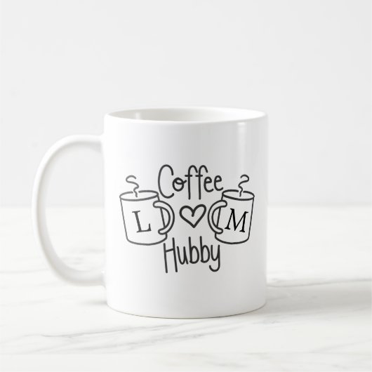 Kaffee Hubby Liebe Monogram Tasse (Links)
