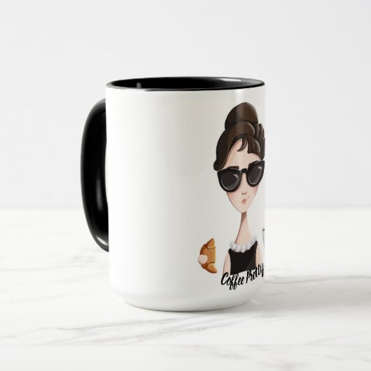 Kaffee-hübsche Perlen und Kaffee-Tasse Tasse (Vorderseite Links)