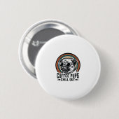 Kaffee-Hund-Shirt Retro Chill Pug Grafik_1 Button (Vorne & Hinten)