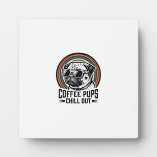 Kaffee-Hund-Shirt Retro Chill Pug Grafik_1 Fotoplatte
