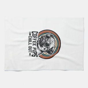 Kaffee-Hund-Shirt Retro Chill Pug Grafik_1 Geschirrtuch