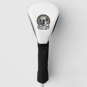 Kaffee-Hund-Shirt Retro Chill Pug Grafik_1 Golf Headcover