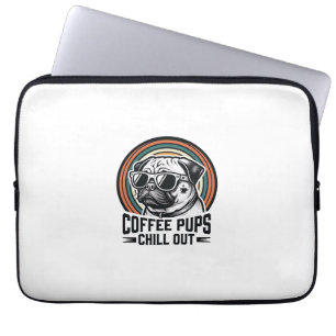 Kaffee-Hund-Shirt Retro Chill Pug Grafik_1 Laptopschutzhülle