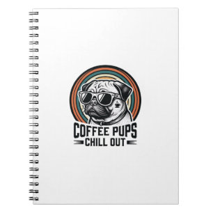 Kaffee-Hund-Shirt Retro Chill Pug Grafik_1 Notizblock