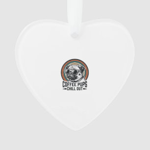 Kaffee-Hund-Shirt Retro Chill Pug Grafik_1 Ornament