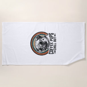 Kaffee-Hund-Shirt Retro Chill Pug Grafik_1 Strandtuch
