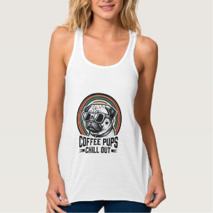 Kaffee-Hund-Shirt Retro Chill Pug Grafik_1 Tank Top