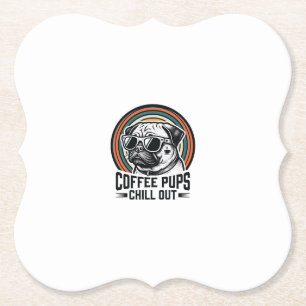 Kaffee-Hund-Shirt Retro Chill Pug Grafik_1 Untersetzer