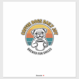 Kaffee-Hund-Shirt Vintage graviertes Pup-Mug-Desig Aufkleber