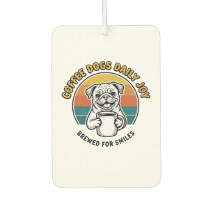 Kaffee-Hund-Shirt Vintage graviertes Pup-Mug-Desig Autolufterfrischer