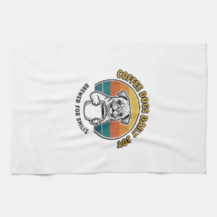 Kaffee-Hund-Shirt Vintage graviertes Pup-Mug-Desig Geschirrtuch