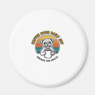 Kaffee-Hund-Shirt Vintage graviertes Pup-Mug-Desig Magnet